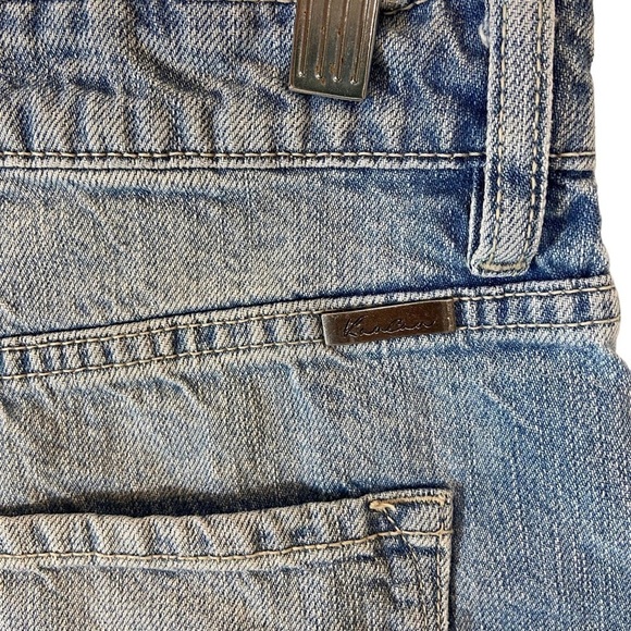 Kancan Medium Wash High Rise Distressed Hem Shorts - Picture 8 of 9